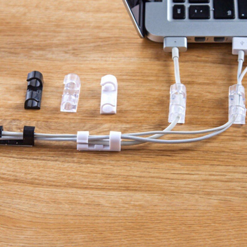 20Pcs/1 Pack Portable Cable Drop Clip Wire Cord Lead USB Charger Desk Tidy Organiser Cord Holder Organizer Holder Secure Table Main image