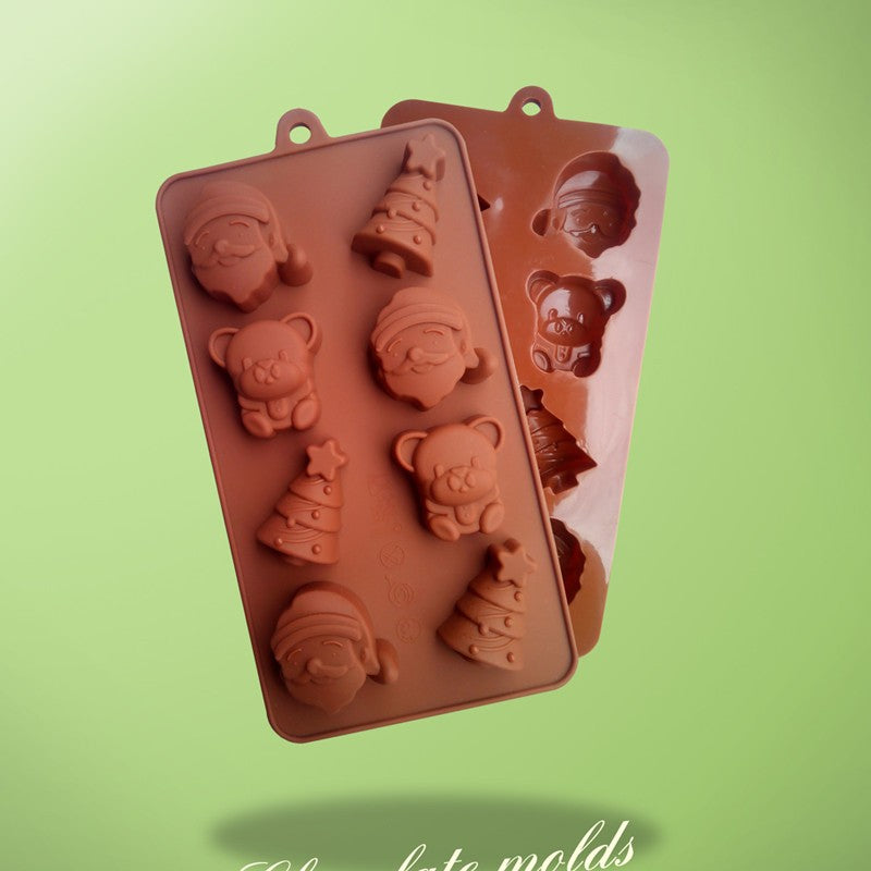 Food Grade Silicone Material,Christmas Tree,Santa Claus ,Little Bear Shape For Chocolate Handmade Mold, Cake Tools