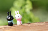 XBJ058 Mini Rabbit 2pcs Animal Miniature Fairy Garden Decoration Doll House Terrarium Decor Ornament Toys