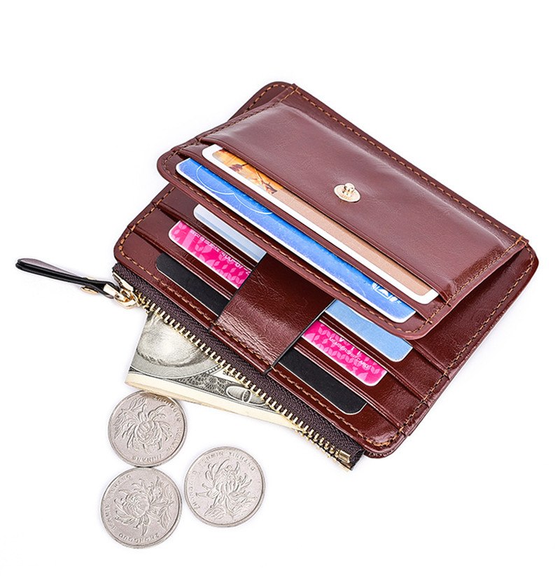 Anti-magnetic Creative RFID leather zipper purse PU leather clutch Card & ID Holders men's money clamps