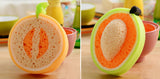 Cute Fruit Shape 4 pcs/set Microfiber Sponge Scouring Pad Cleaning Cloth Remove Stains Thickened Sponge Kitchen Tools