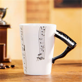 Creative Music Violin Style Guitar Ceramic Mug Coffee Tea Milk Stave Cups with Handle Coffee Mug Novelty Gifts