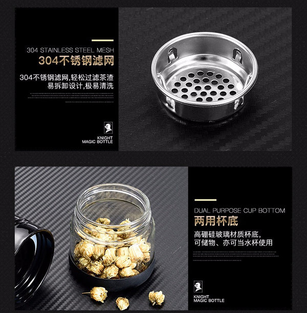 High quality 430ML Glass water bottle with tea infuser water tea bottle heat-resisting 4 colors