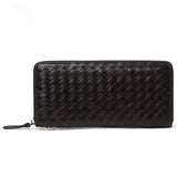 Leather men's woven wallet casual trendy long wallet fashion personality clutch High-quality genuine men's wallets