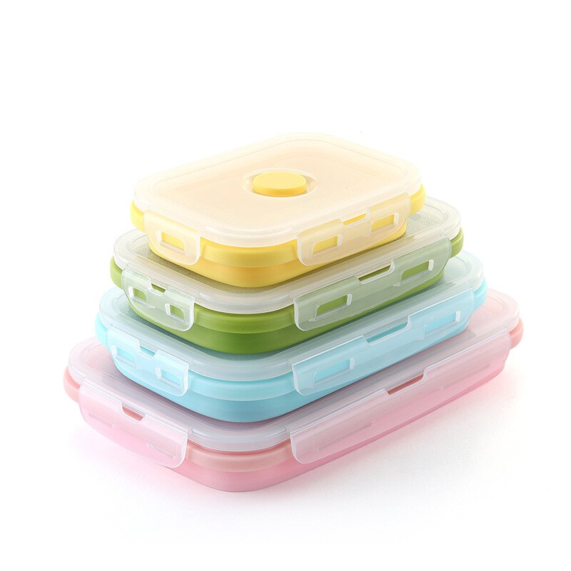 Silicone Lunch Box Portable Bowl Colorful Folding Food Container Lunchbox 350/500/800/1200ml Eco-Friendly