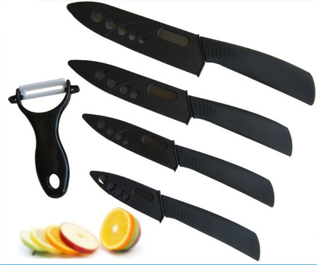 Top quality Gifts Zirconia black blade black handle 3" 4" 5" 6" inch + Peeler + covers ceramic kitchen knife set