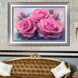DIY 5D Diamond Embroidery Three Flower Round Diamond Painting Cross Stitch Kits Mosaic Painting Home Decoration