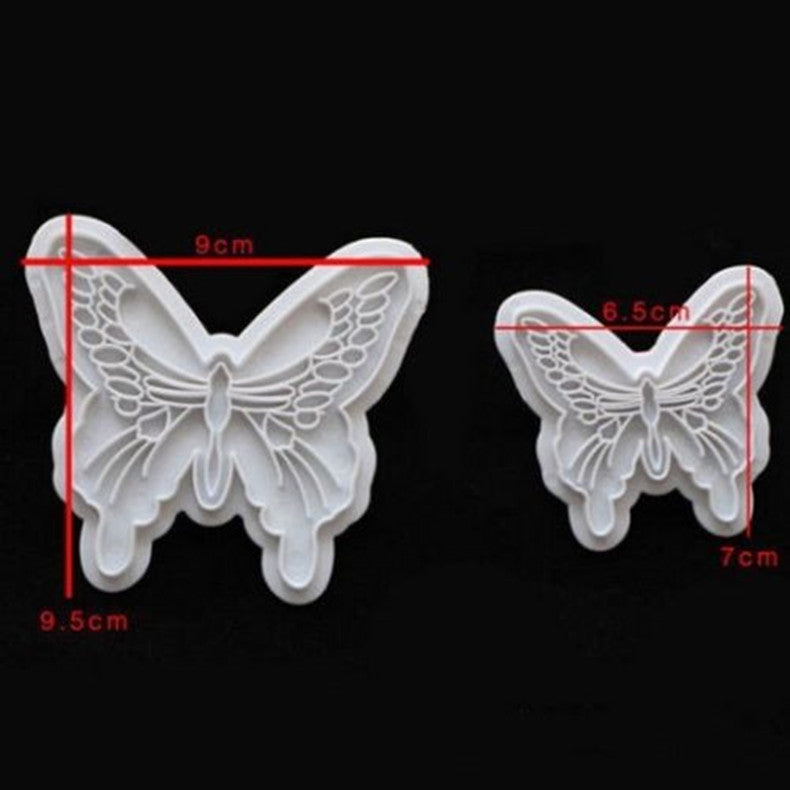 Butterfly Shape 2 pcs/lot Cake Mold 2 Sizes Food-Grade Plastic Fondant Decorating Cookie Plunger Cutters DIY Baking Molds