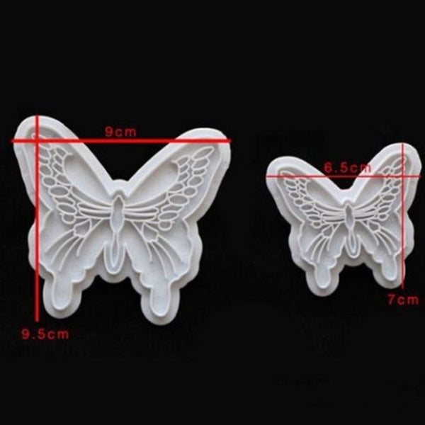 Butterfly Shape 2 pcs/lot Cake Mold 2 Sizes Food-Grade Plastic Fondant Decorating Cookie Plunger Cutters DIY Baking Molds