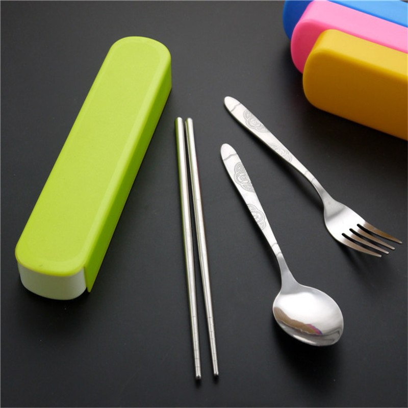 CJ033 stainless Steel Lunch Tableware Outdoor Portable Tableware Three-piece Secondary image