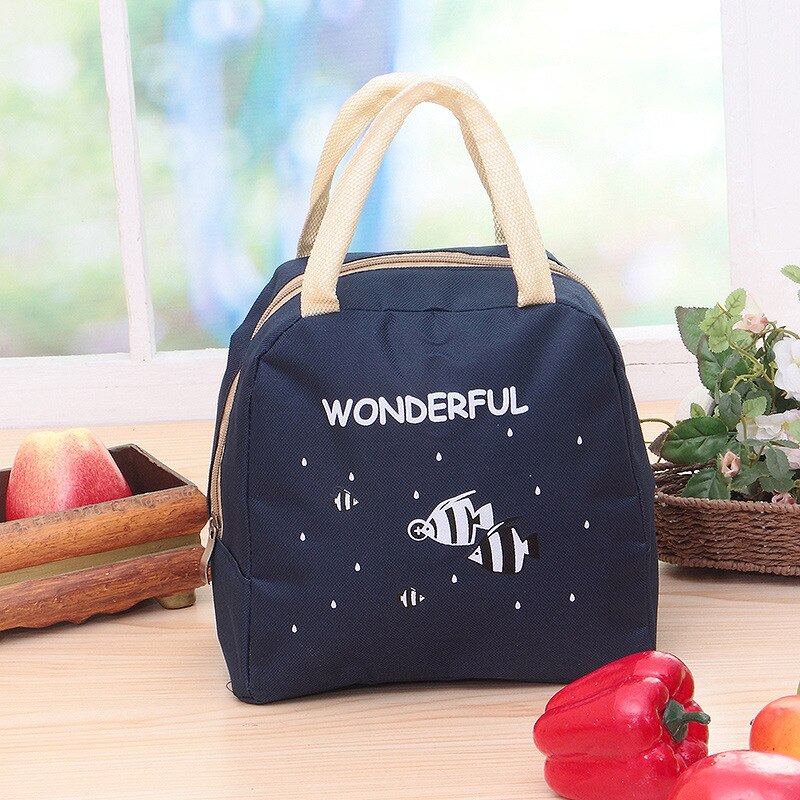 Lunch Bag kitchen organizer Oxford Cloth Cartoon Print Handy Thickness Insulated Picnic School Lunch Bags Storage Bag E5M1 Secondary image