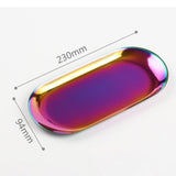 New Colorful Metal Storage Tray Gold Oval Dotted Fruit Plate Small Items Jewelry Display Tray Mirror