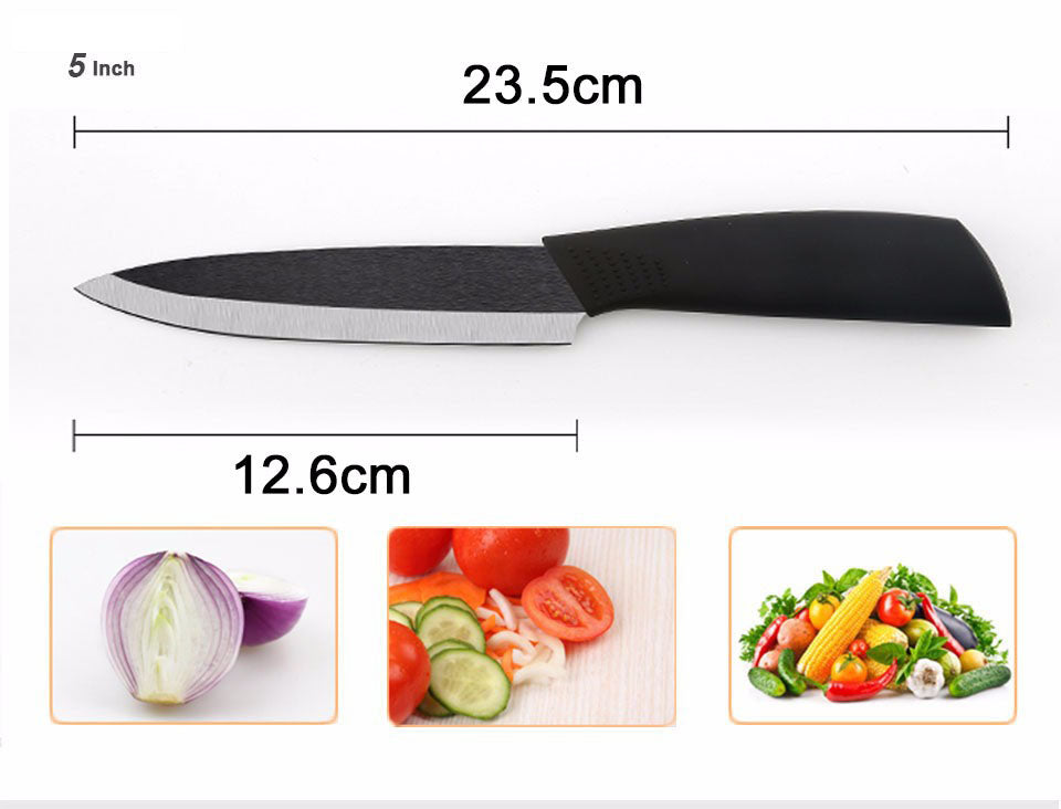 High quality brand black blade kicthen ceramic knife set 3" 4" 5" 6"inch+peeler+Acrylic Holder/stand Chef Kitchen knife