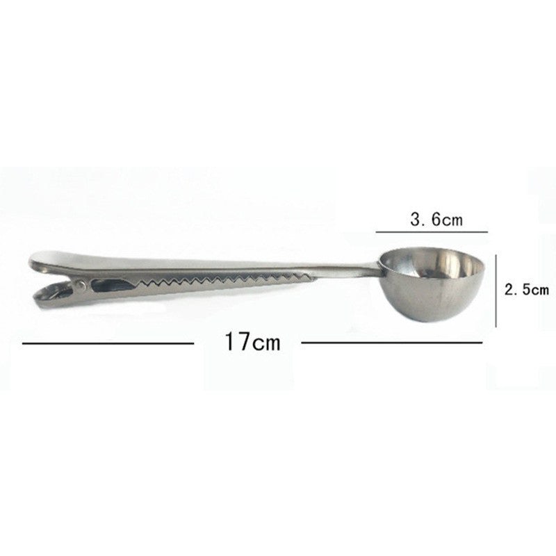 Hot Style Heathful Cooking Tool Stainless 1 Cup Ground Coffee Measuring Scoop Spoon with Bag Sealing Clip Good Helper