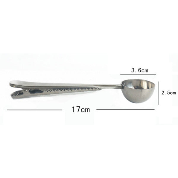 Hot Style Heathful Cooking Tool Stainless 1 Cup Ground Coffee Measuring Scoop Spoon with Bag Sealing Clip Good Helper