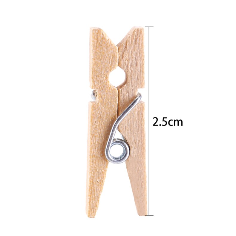100pcs 2.5CM Hot Sale Mini Natural Wooden Clothes Photo Paper Peg Pin Clothespin Craft Clips School Office Stationery Secondary image