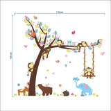 Forest Animals Tree wall stickers for kids room Monkey Bear Jungle wild Children Wall Decal Nursery Bedroom Decor Poster Mural