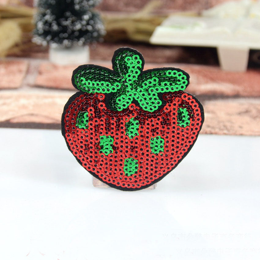 Cute Sequins Cartoon Fruit lip panda Patches embroidered patches for clothes wedding clothing DIY patchwork fabric Secondary image