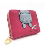 Women cute cat wallet small zipper girl wallet brand designed pu leather women coin purse female card holder wallet