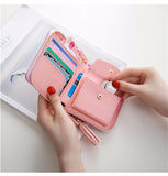 Hot Sale Square Women Coin Purses Holders Wallet Female Leather Tassel Pendant Money Wallets Hot Fashion Clutch Bag