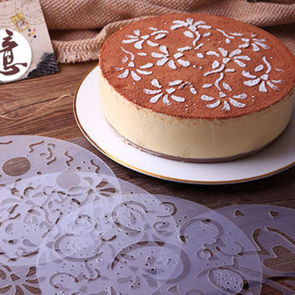 Different kinds of Pack of 4 pcs Variety Cake Cupcake DIY Stencil Template Mold Birthday Spiral Decoration