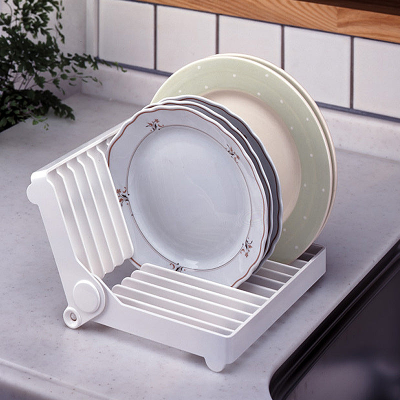 Kitchen Foldable Dish Plate Drying Rack Organizer Drainer Plastic Storage Holder Main image