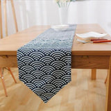 HELLOYOUNG Japan Style Fan Pattern Cotton Linen Table Runner Geometric Tablecloths Home Restaurant Banquet Party Decor 3 Size