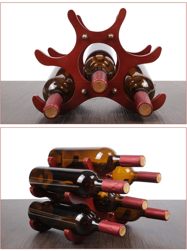 Creative Wooden Style Wine Rack 6 Pcs Wine Holders Wine Bottle Display Stand Organizer Bar Storage Racks