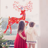 Creative Removable Red Cotton Coat Christmas Deer Showcase Wall Stickers Home Decorative Waterproof Wallpapers