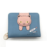 Women cute cat wallet small zipper girl wallet brand designed pu leather women coin purse female card holder wallet