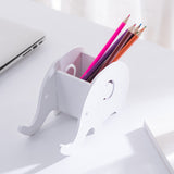 Home Office Desktop Elephant Wood Box Sundries Organizer Stationery Pencil Holder Phone Holder Pen Bracket Stand Storage Rack