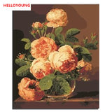 Blooming roses Digital Painting DIY Handpainted Oil Painting Budding Flowers by numbers oil paintings chinese scroll paintings