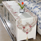 BZ370 New Embroidered Table Runner Polyester Floral Hollow Lace Microwave Oven Table Covers Home Wedding Party Decoration