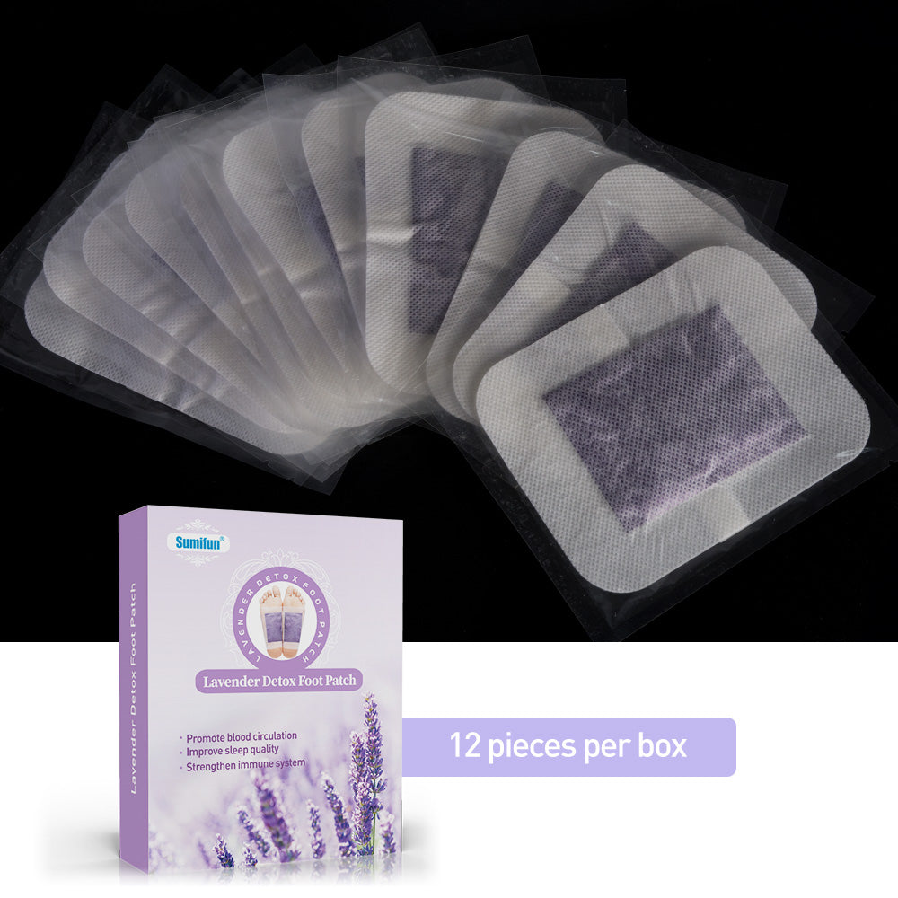 12pcs/box Lavender Detox Foot Pads Patches Adhesive Premium Organic Herbal Cleansing Patches K03601