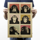 1Pcs Vintage Poster Gorilla Adornment Bar Counter Retro Kraft Paper Posters Movie Poster Wall Stickers Home Decor
