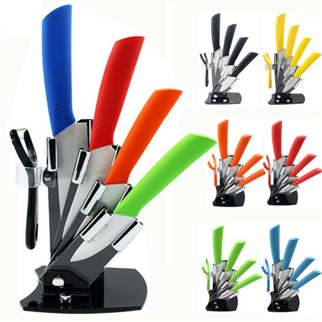 High quality brand Paring Fruit Utility 3" 4" 5" 6" inch + peeler + Acrylic Holder Block Chef Kitchen Ceramic Knife Sets Main image
