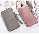 Long European&American zipper small fresh cell phone bag High-quality PU leather student thin multi-purpose wallet