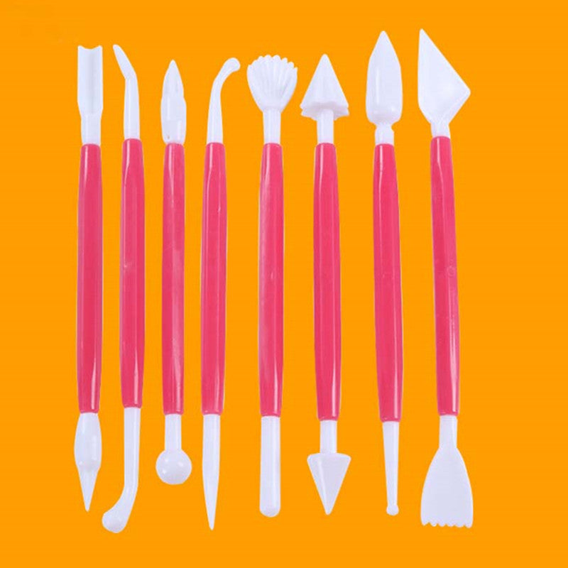 New 8Pcs/set Sugarcraft Fondant Grade Plastic Cake Pastry Carving Cutter Decorating Flower Clay Modelling Craft Tool