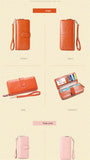 Women Wallet Leather Card Coin Holder Money Clip Long Clutch Phone Wristlet Trifold Zipper Cash Photo Famous Brand Female Purse