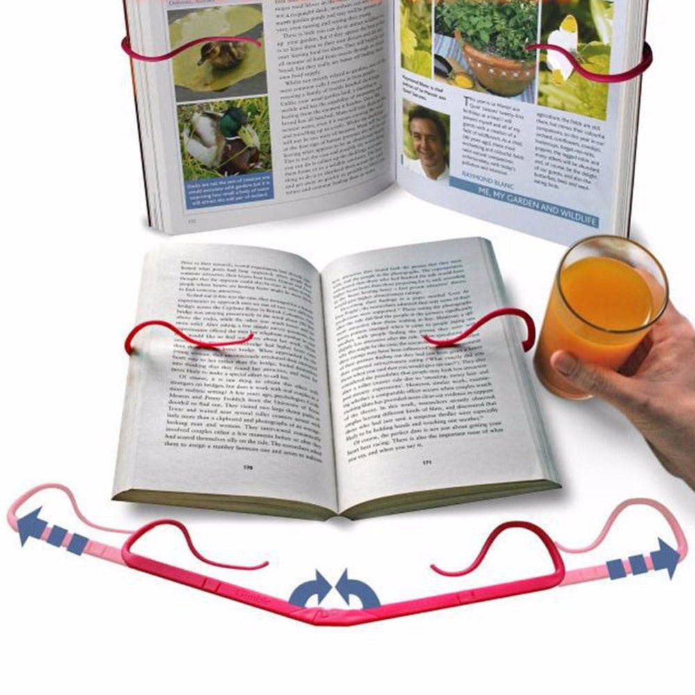 1pc Books Stand Portable Hands Free Book Holder Folding Stand Holds Pages Open Clip Fixed Clamp Main image