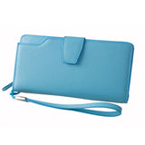 High-capacity candy-colored zipper wallet High quality Leather Handbag button Cross-shaped long section Wallets