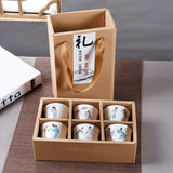 6pcs Hand Painted Ceramic cup set China tea set,Kung Fu Tea Cup Set Travel Tea Bowl Chinese Porcelain Teacup Set Creative Gifts