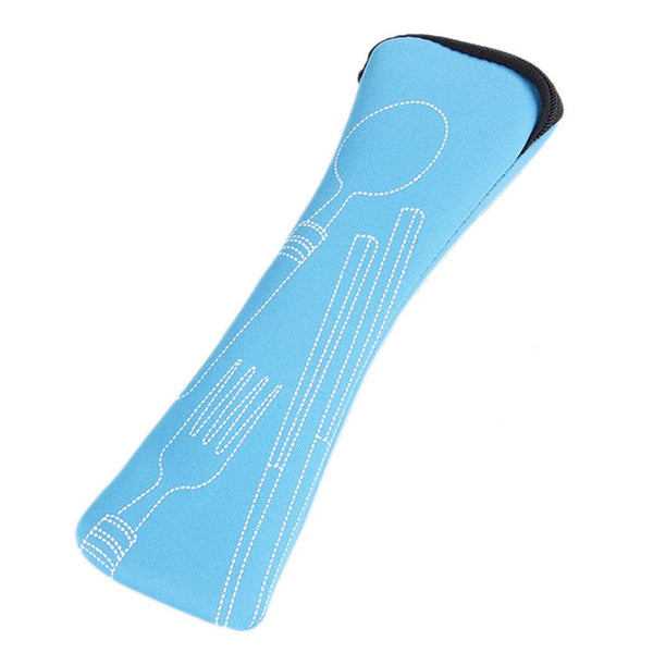 Travel accessories 1pcs popular 3x fork spoon stainless steel cutlery portable camping picnic bag