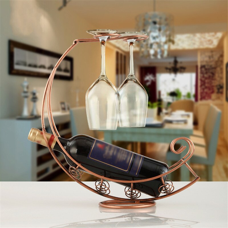 Metal Antique Black/Bronze Metal Wine Bottle Champagne Storage Holder Rack Bar Stand Bracket Display Stand Bracket Decor