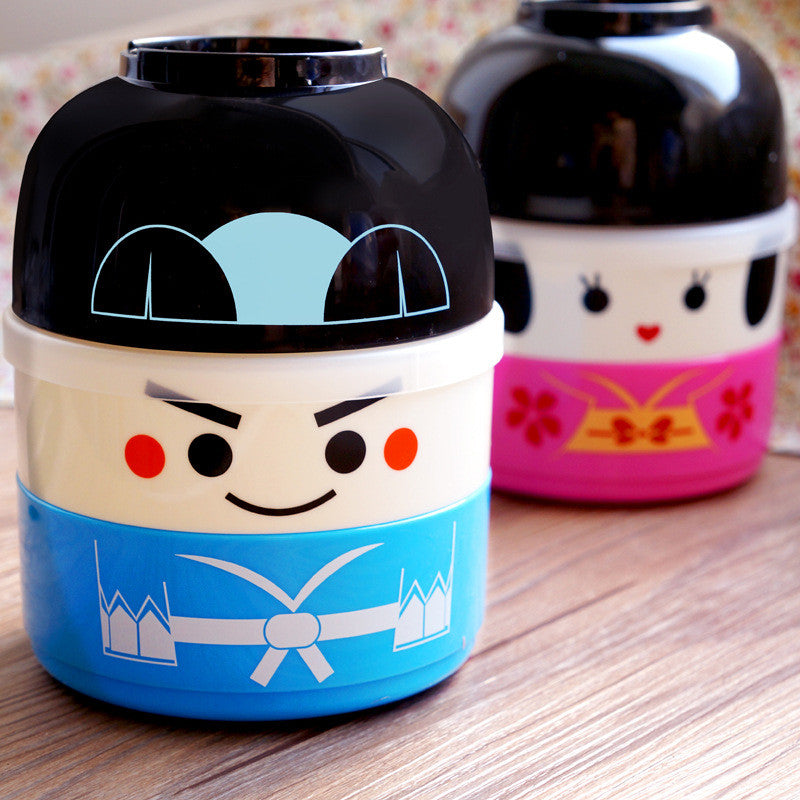 CJ010 Japanese-style cartoon bento box round festive plastic lunchbox Dinnerware Sets Meal Box microwaveable tableware suit Secondary image
