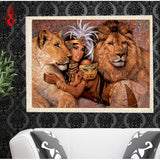 DIY 5D Diamond Embroidery The Beauty And The Beast Round Diamond Painting Cross Stitch Kits Diamond Mosaic Home Decor