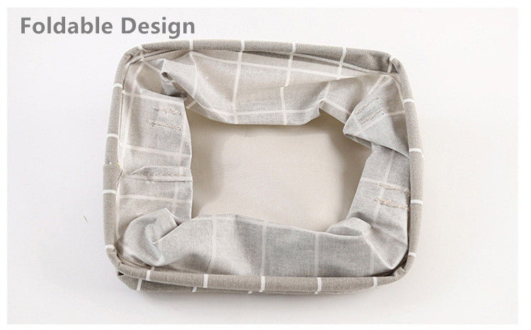 Desktop Storage Basket Cute Printing Waterproof Organizer Cotton Linen Sundries Storage Box Cabinet Underwear Storage Bag