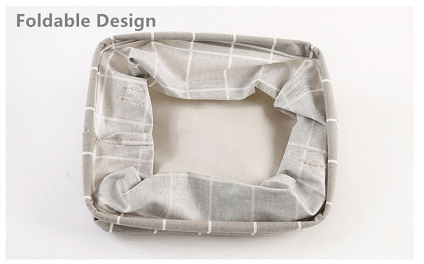 Desktop Storage Basket Cute Printing Waterproof Organizer Cotton Linen Sundries Storage Box Cabinet Underwear Storage Bag