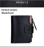 Elegant casual men's wallet vertical section multi-function card holder PU genuine multi-card buckle purse
