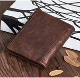 Double zipper bulk wallet anti-RFID steal fashion short casual men's wallet new genuine leather wallet